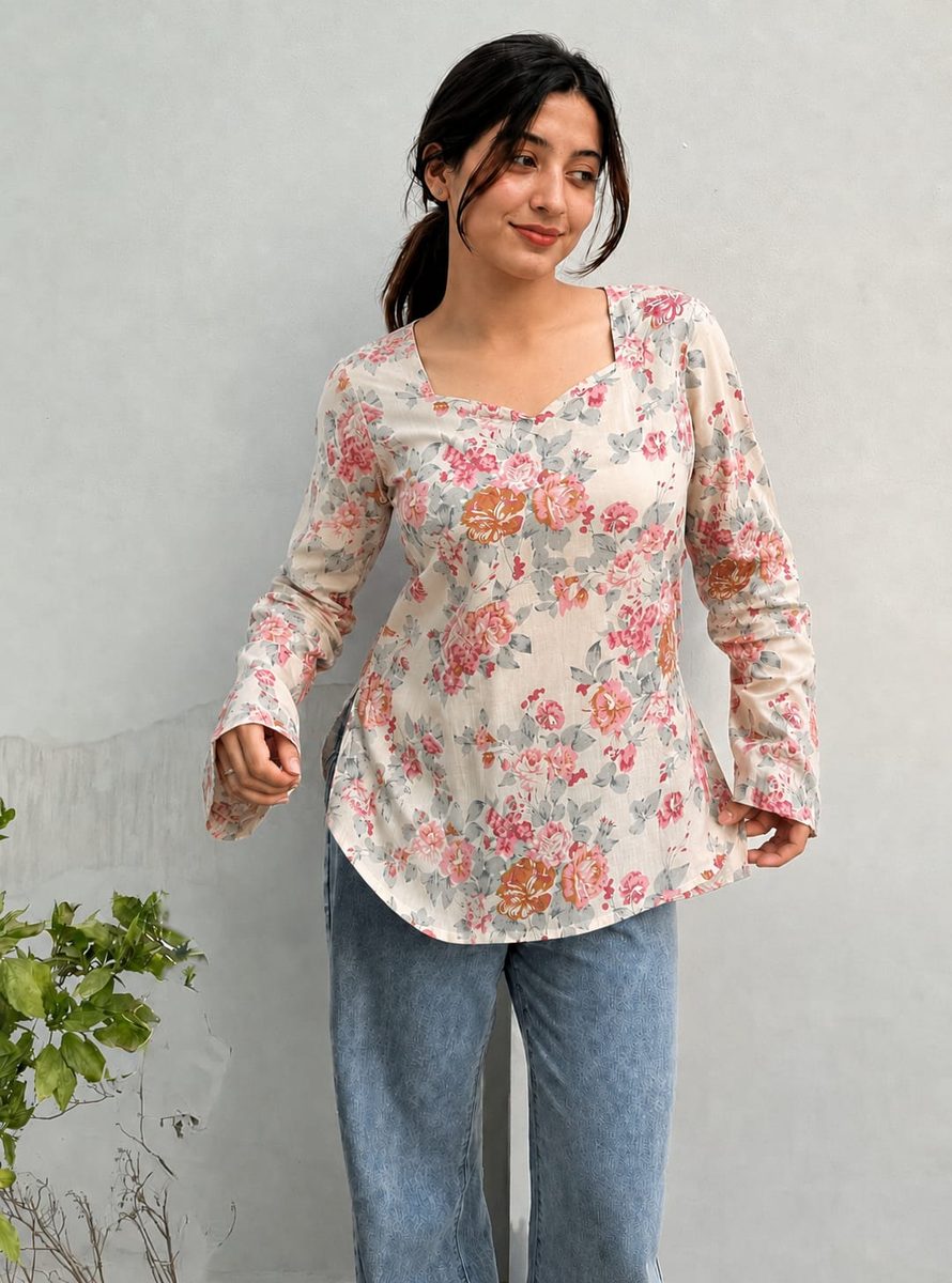 Blush Floral Sweetheart Top